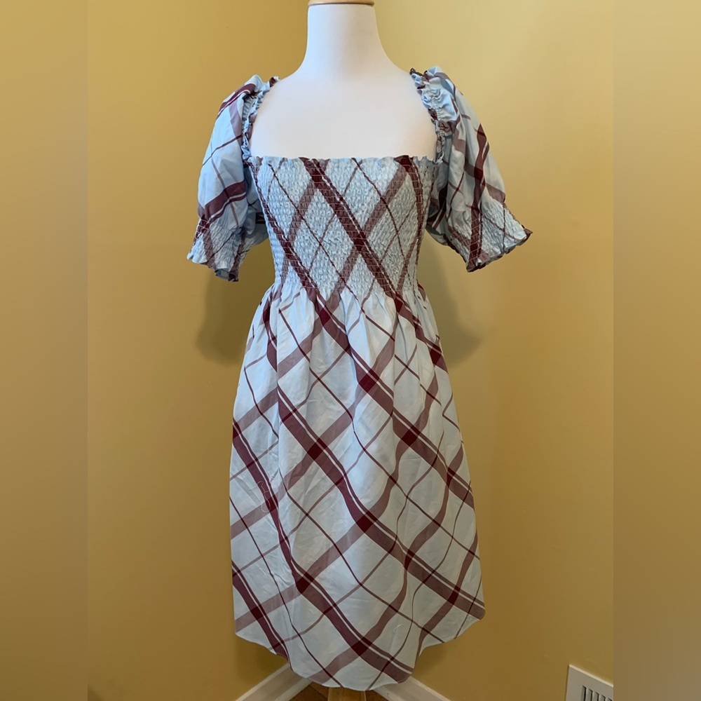 Hill house blue and brown short sleeve nap dress